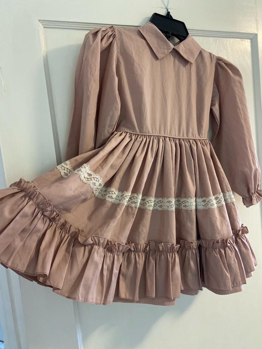 Vintage Mary Louise Original Dusty Rose Full Circle Ruffle Lace Prairie Size 6X
